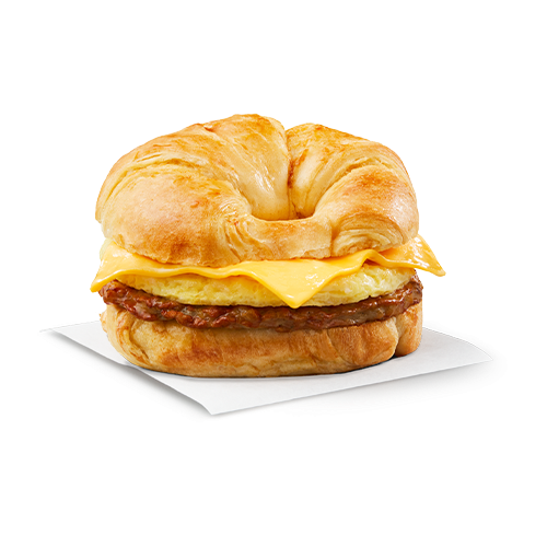 Croissant, saucisse, oeuf et fromage