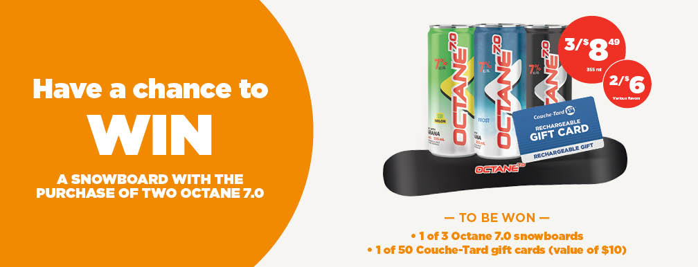  win a snowboard with the purchase of two Octane 7.0